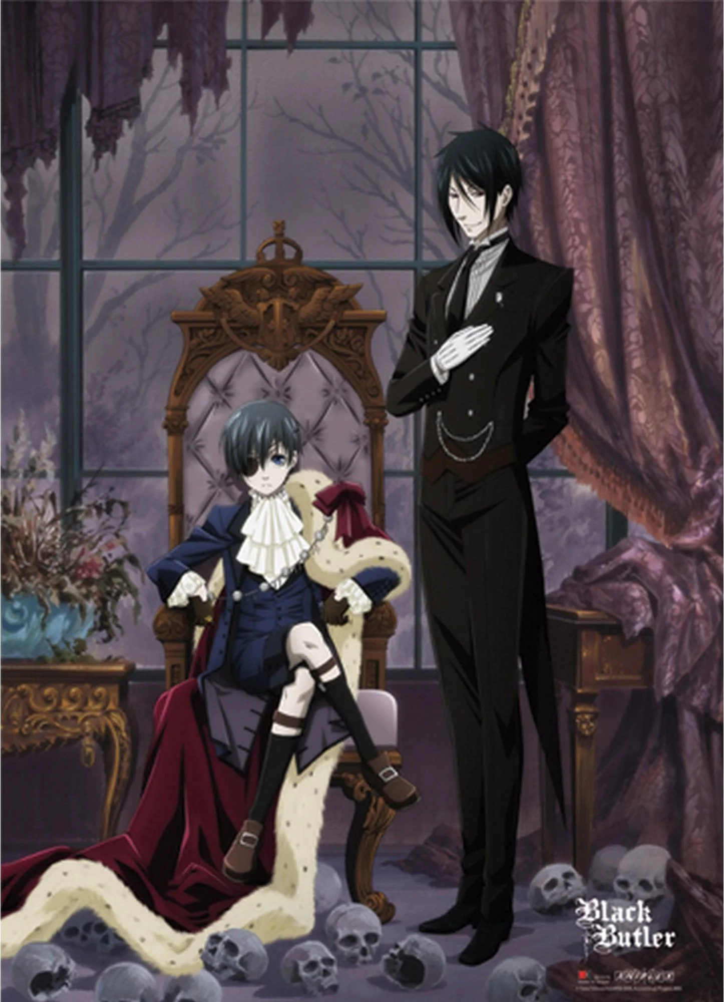 Black Butler - Ciel Phantomhive With Clock Wall Scroll