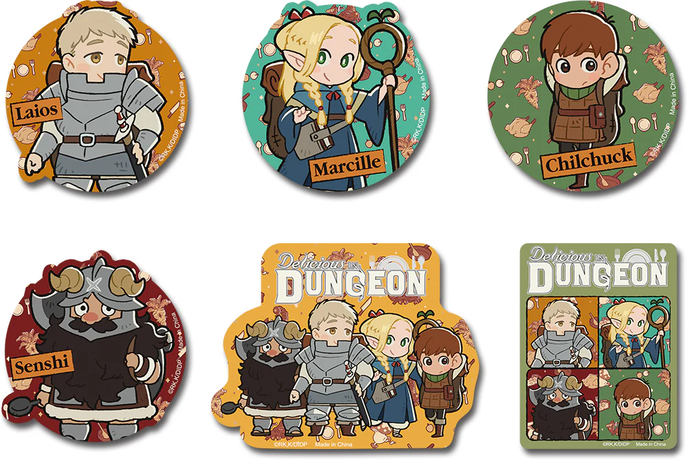 DELICIOUS IN DUNGEON - SD BASIC CHARACTER WITH FOOD DIE-CUT STICKERS